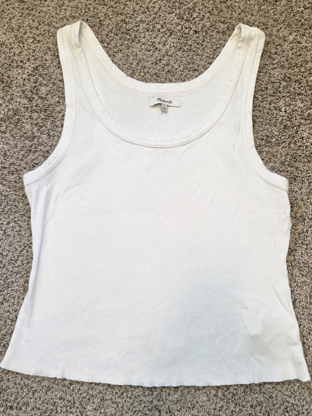 Madewell Crafted in LA White Ribbed Scoopneck Tank XL